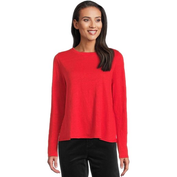 Women's Crew Neck Long Sleeve Tee Cherry